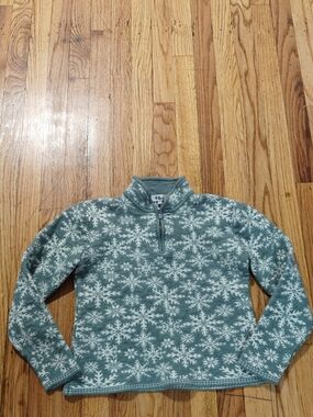 Eve Teal Snowflake Half-Zip Sweater